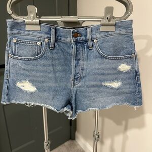 Madewell Blue Distressed Jean Shorts